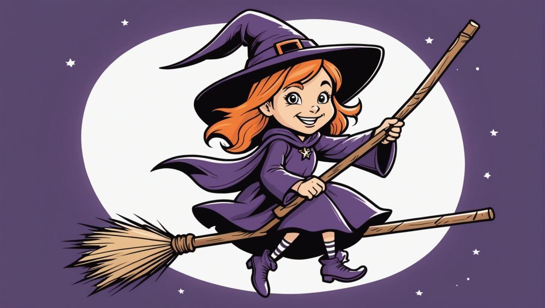 Free coloring page to print A smiling cute witch 