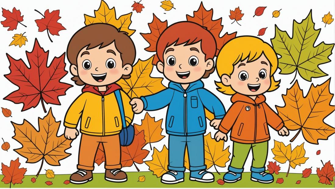 Free coloring page to print 5 big Autumn leaves