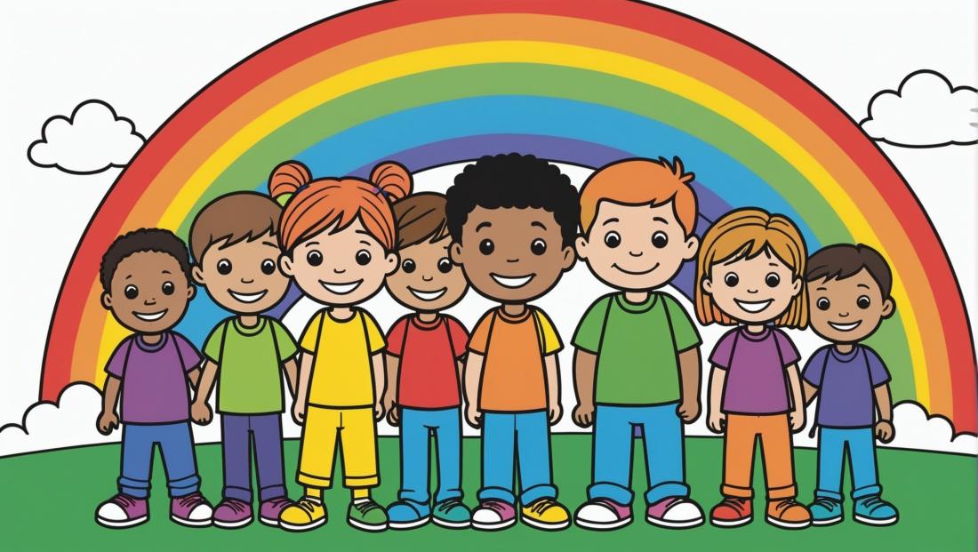 Free coloring page to print A big rainbow that