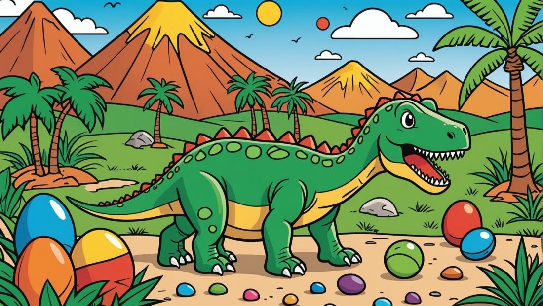 Free coloring page to print A playful dinosaur-themed scavenger hunt for kids