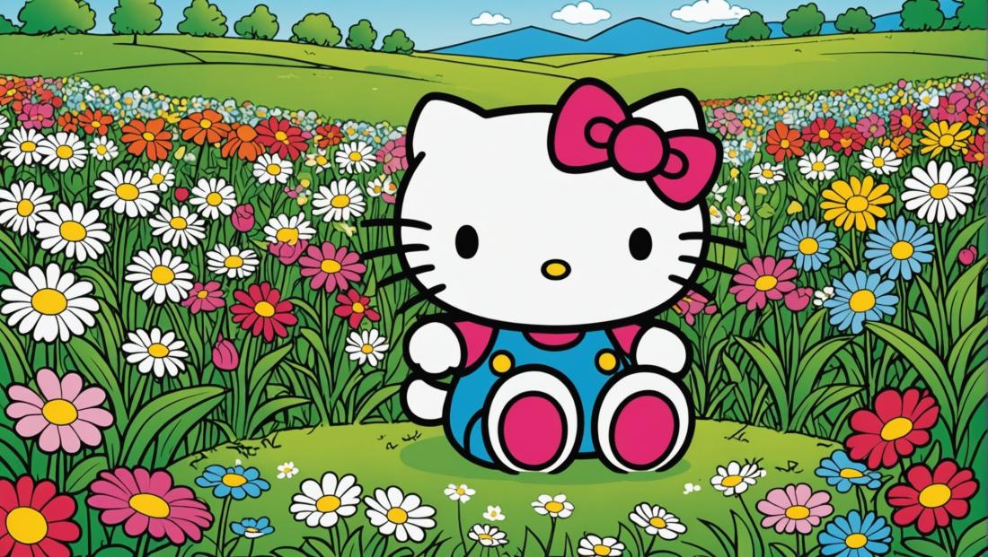 Free coloring page to print Hello Kitty sitting in