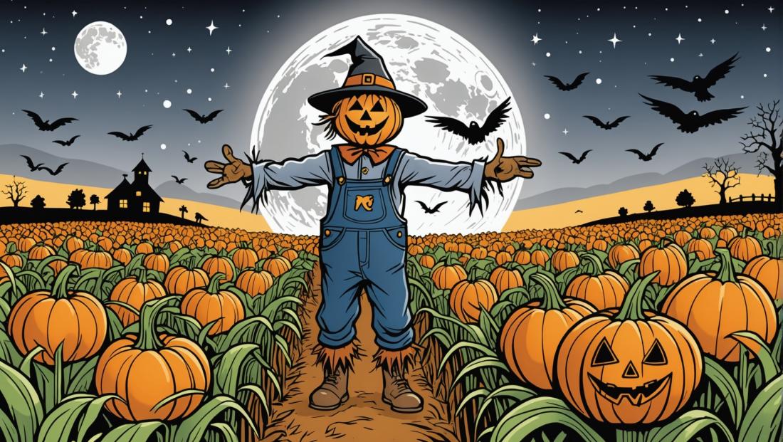 Free coloring page to print A halloween pumpkin scarecrow