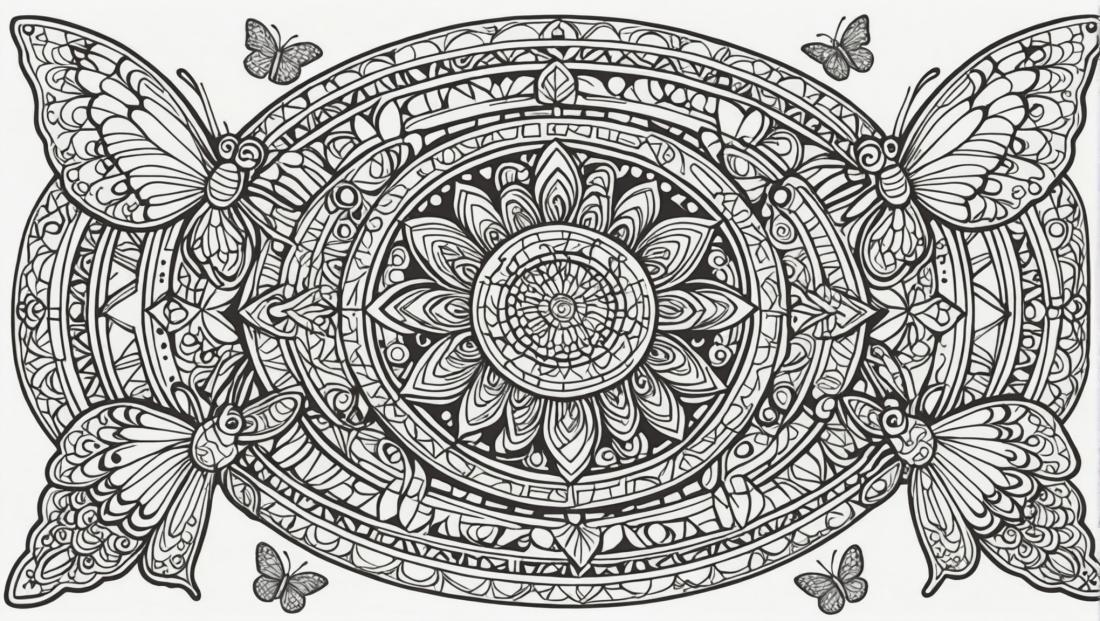 Free coloring page to print Animal-themed mandala with butterflies