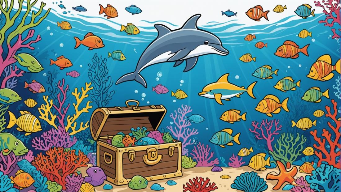 Free coloring page to print A vibrant underwater scavenger hunt for kids