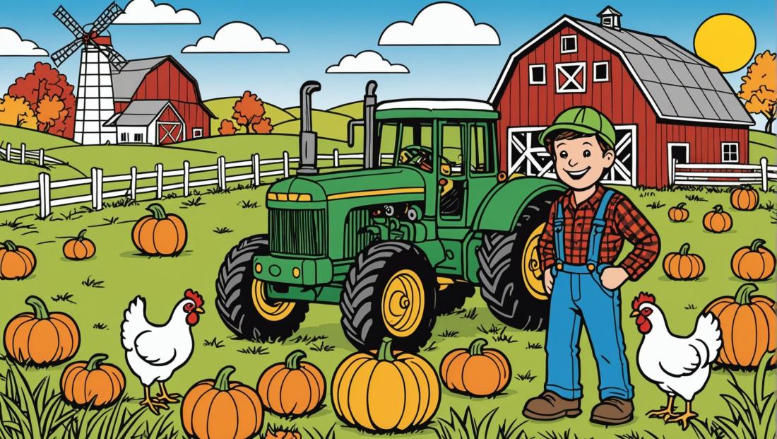 Free coloring page to print A lively farm scavenger hunt for kids